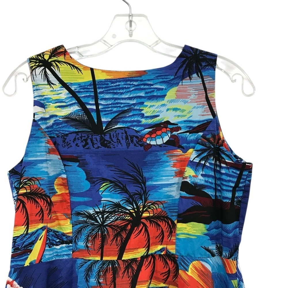 Hawaiian Hangover Womens Dress Sunset Blue Size Medium - Picture 4 of 7